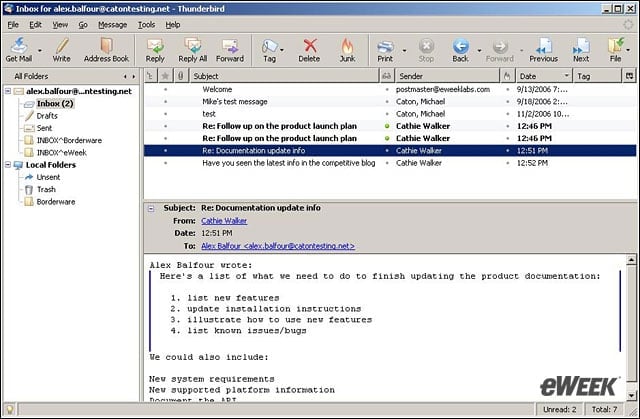 eWEEK Labs Walk-Through: Mozilla’s Thunderbird 2.0 Beta 1