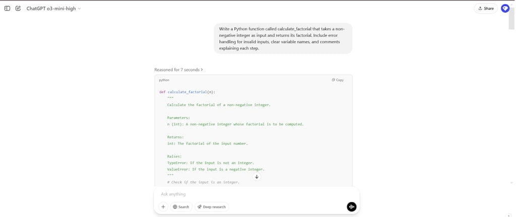 ChatGPT interface.