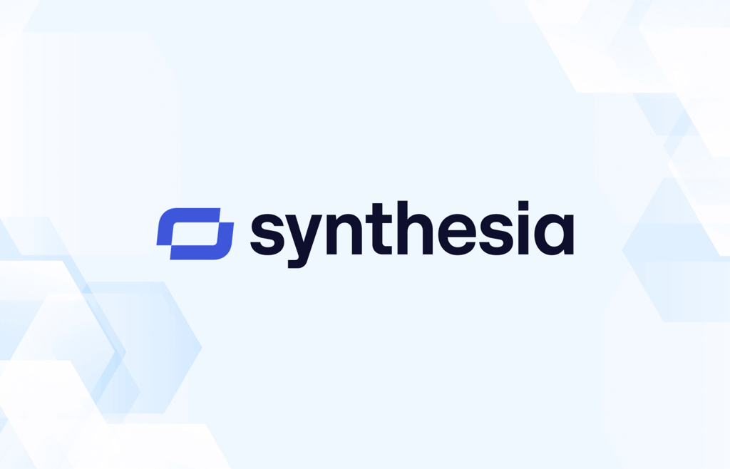 Review graphic featuring the logo of Synthesia.