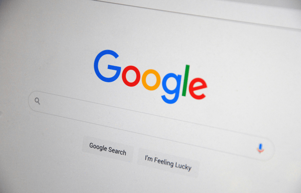 The Google search homepage, featuring the colorful Google logo, a prominent search bar, and the 'Google Search' and 'I'm Feeling Lucky' buttons below it.