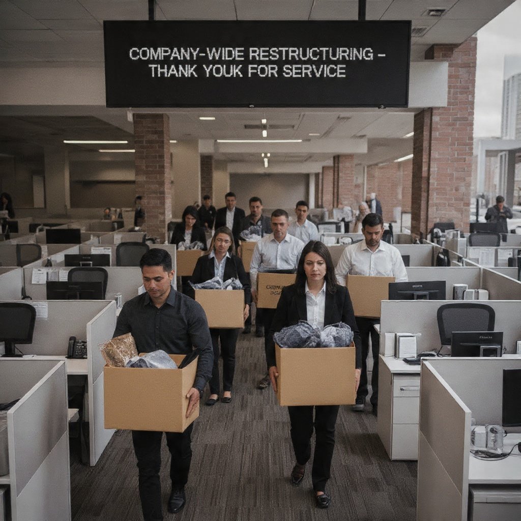 A group of employees getting fired at job.