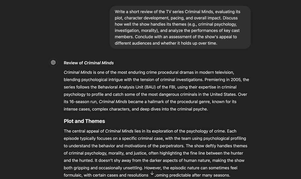 ChatGPT screenshot.