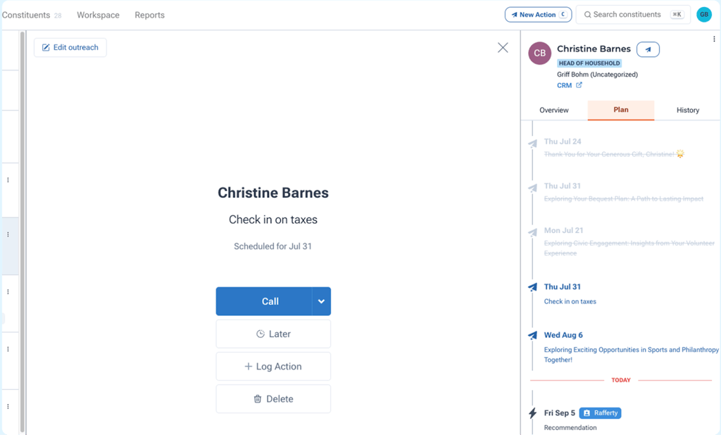 Momentum maps donor strategies with AI-powered insights, ensuring every touchpoint is timely, personal, and goal-driven.