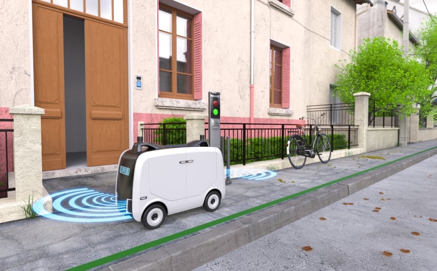 Autonomous delivery robot with 5g cellular connecting.