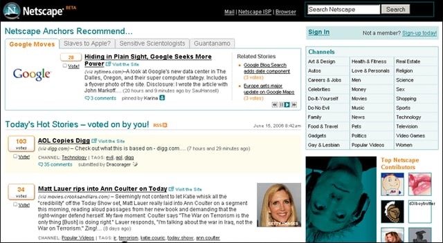 Crowd Control: Netscape vs. Digg vs. Slashdot