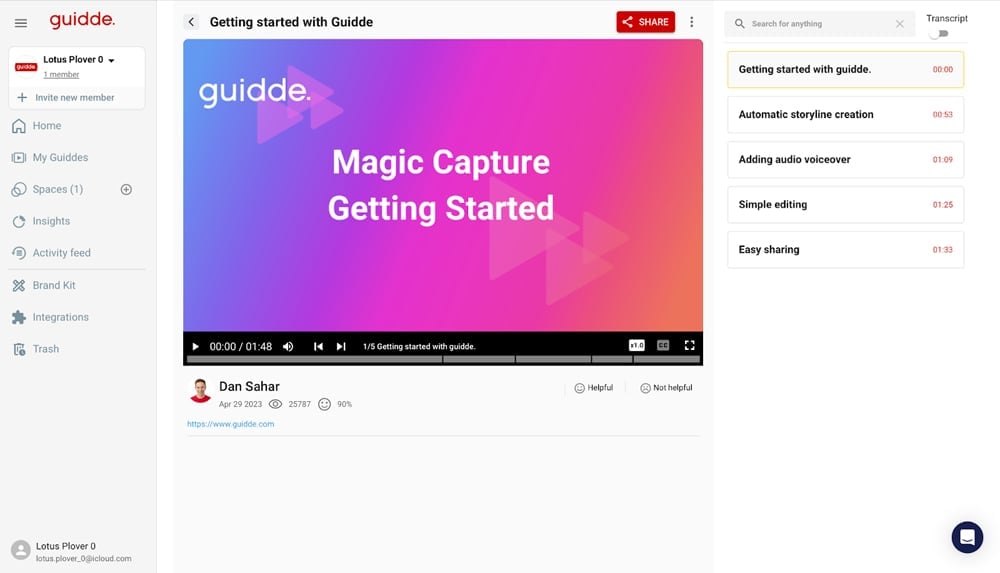 Guidde interface screenshot.