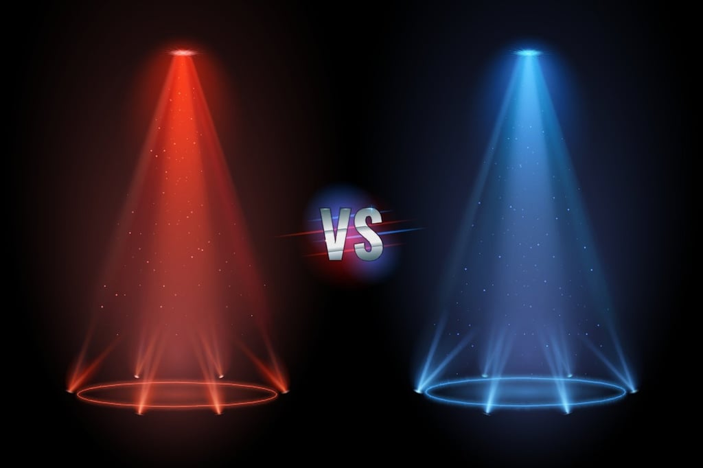Versus flooring. Battle projector shining pedestal floor for vs boxing confrontation match. Vector illustration