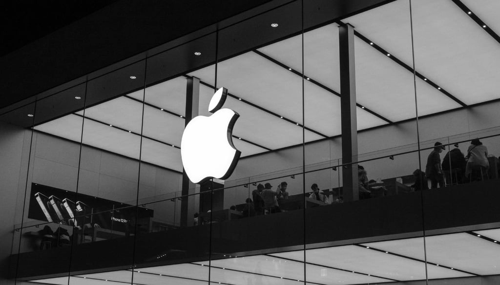 Apple logo in a building