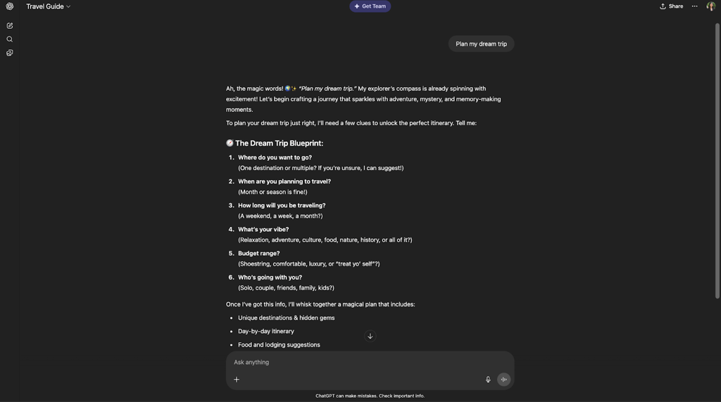 ChatGPT interface.