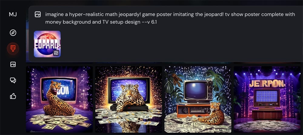 Midjourney image generation with image referencing.