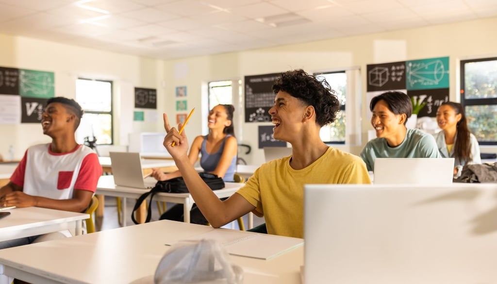 Students having fun in the classroom