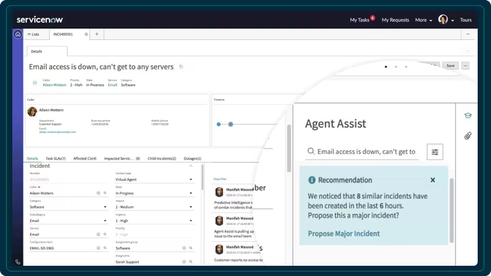 ServiceNow interface screenshot.