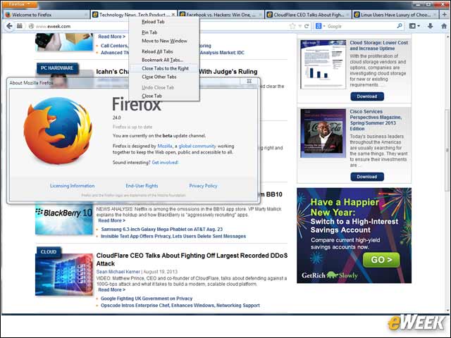 5 - Firefox 24 Beta Closes Tabs to the Right