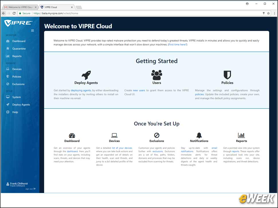 5 - Welcome Screen, Main Console Greets Administrators