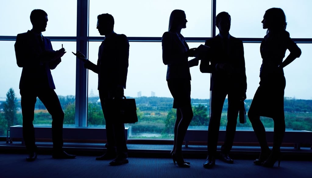 Silhouette of business people having conversations
