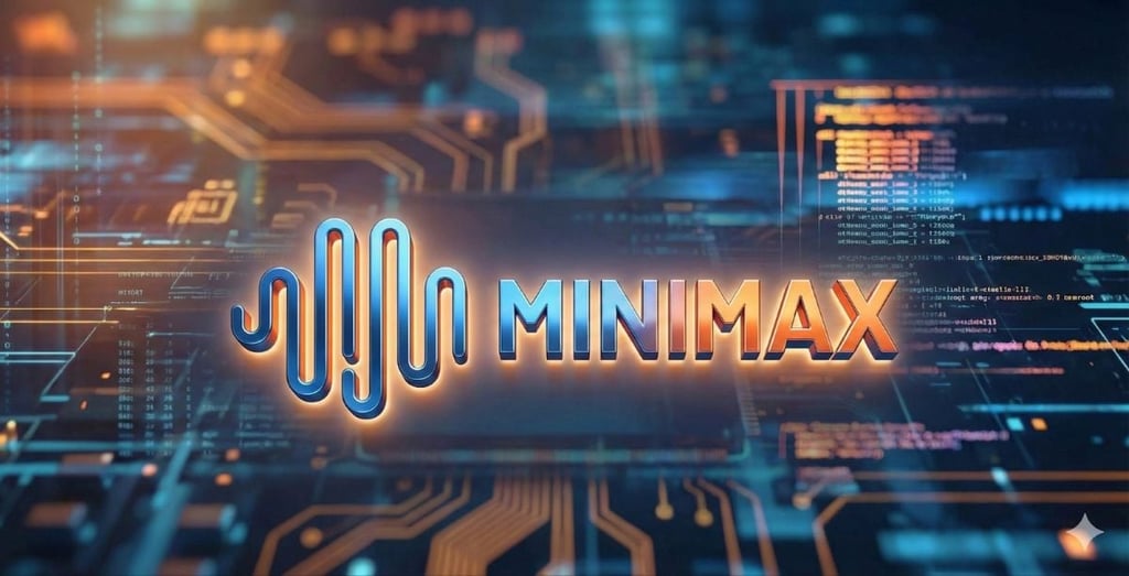 MINIMAX logo over a futuristic circuit board background with glowing code and tech graphics.
