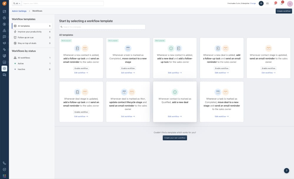 Workflow Automation interface.