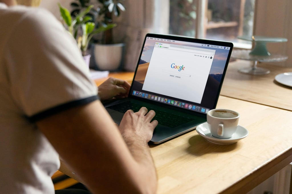 A person using Google Chrome on laptop.