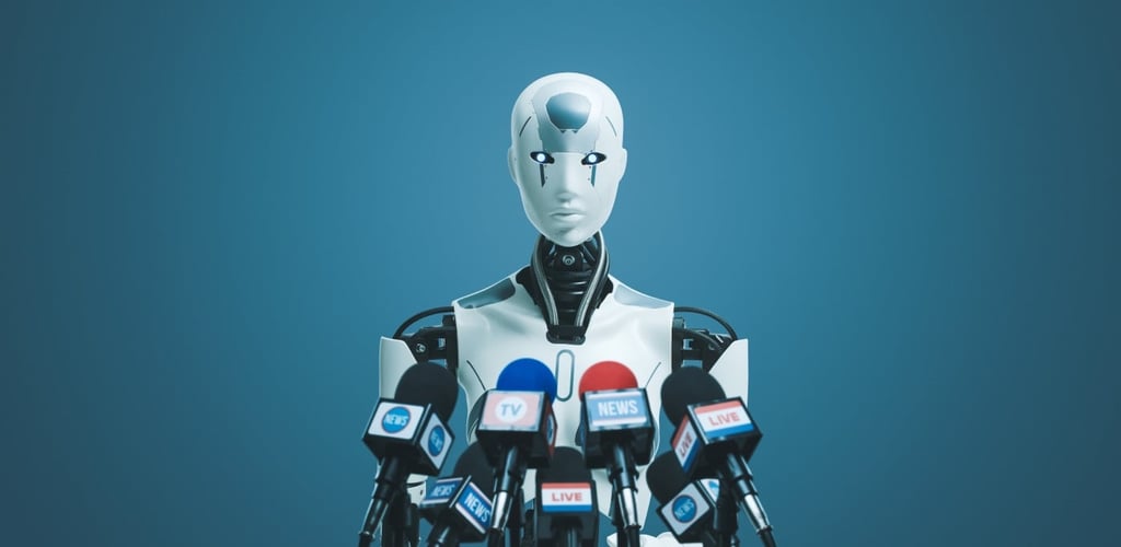 A cyborg AI doing an interview.