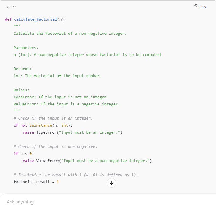 ChatGPT code generation.