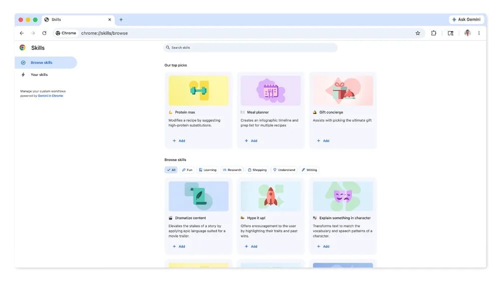 Skills in Chrome.