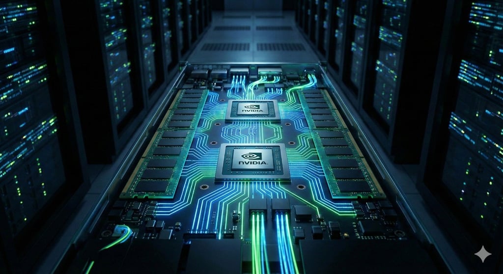 A close up of nvidia processing chips.