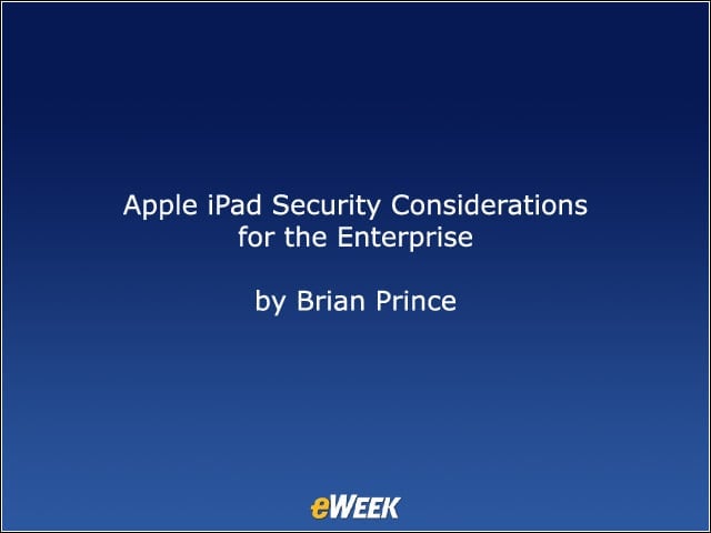 Apple iPad Security Considerations for the Enterprise