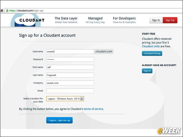 Cloudant Signup Procedure Is Easy