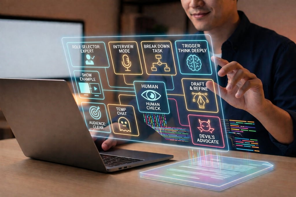 AI chatbot aiding a human to daily tasks.