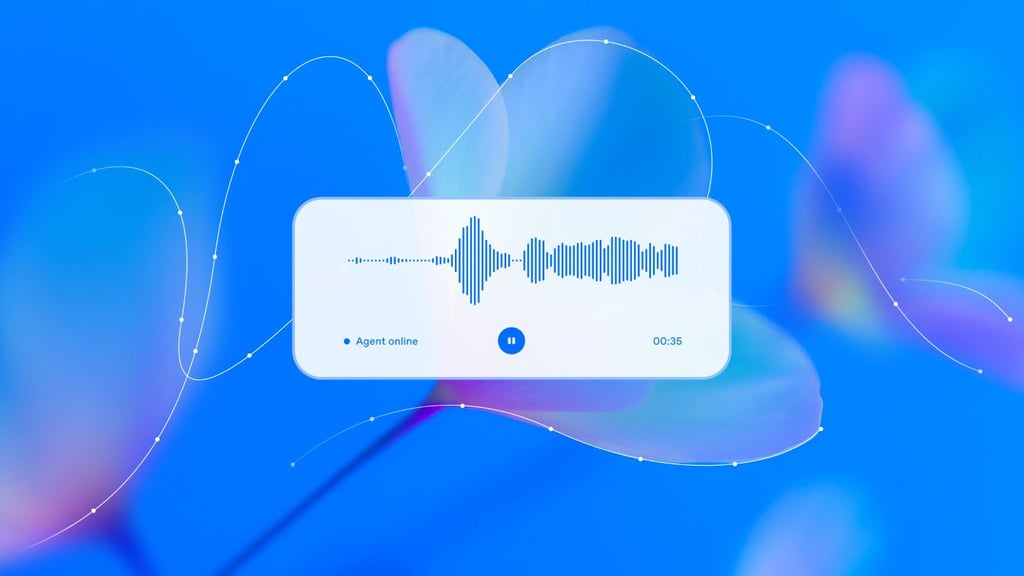 A screenshot from OpenAI showing colorful sound waves over a bright abstract background.