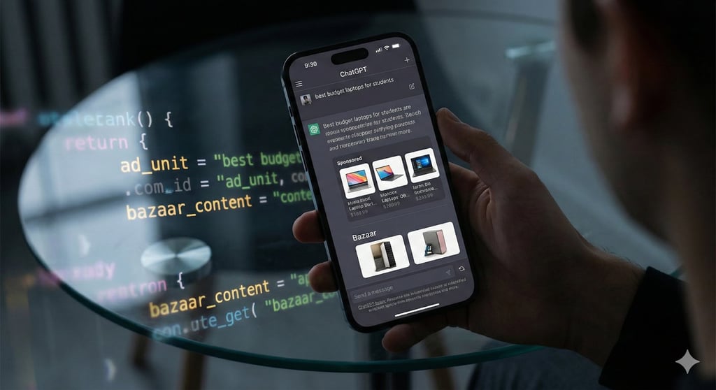 ChatGPT app used by human on smartphone with several coding syntax in the background.