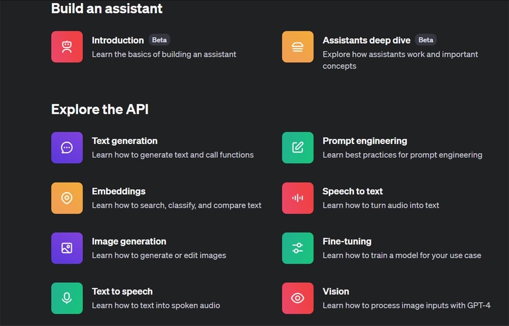 OpenAI developer platform’s overview page.