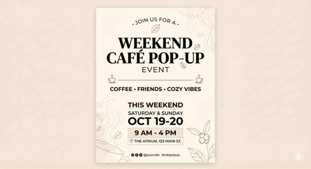 Weekend cafe pop-up