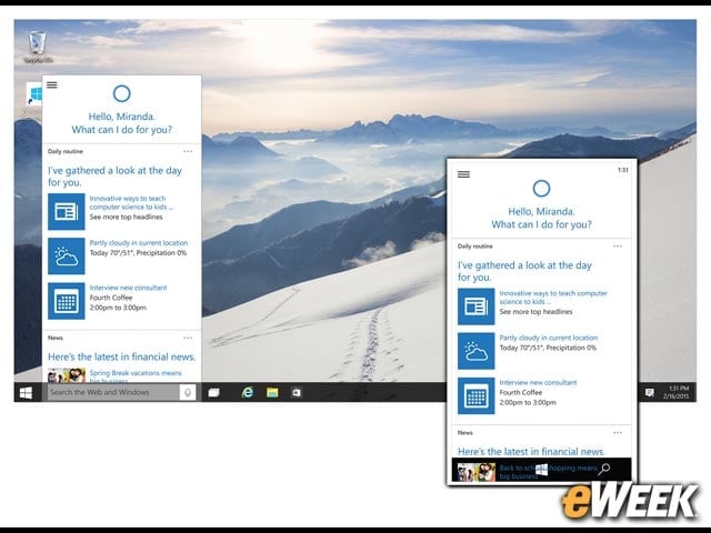 Cortana Virtual Personal Assistant Comes to Windows 10