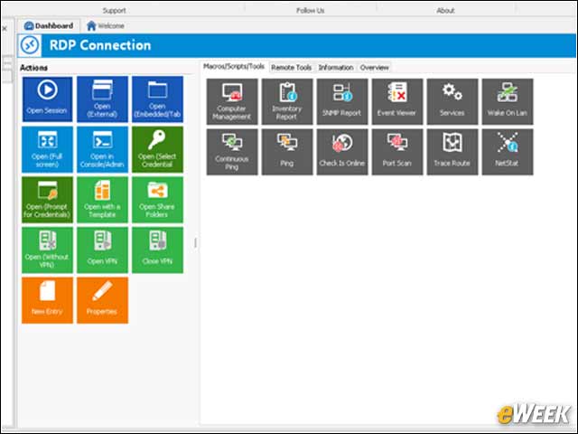 10 - Connection Dashboard Provides Plenty of Shortcuts