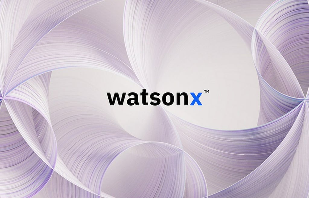 IBM watsonx logo on custom abstract background.