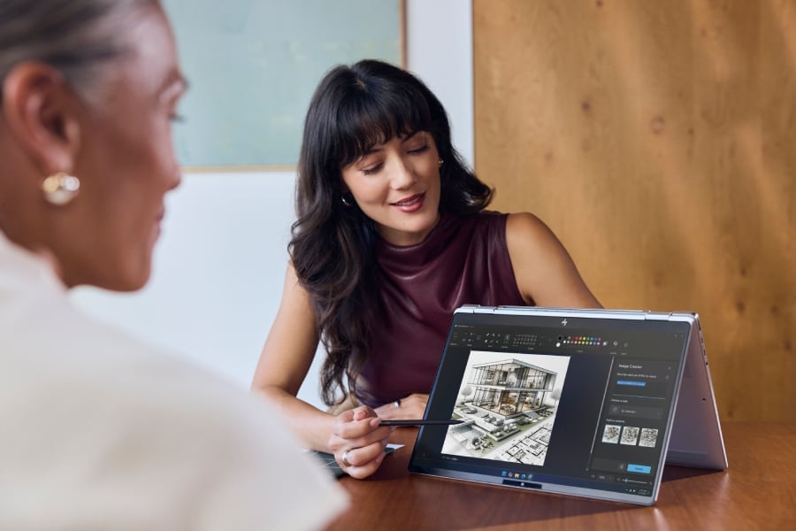 Architect presenting house plans for a client.