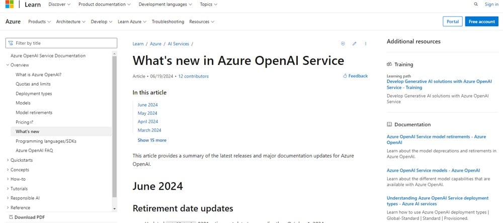 Microsoft Azure AI site screenshot.