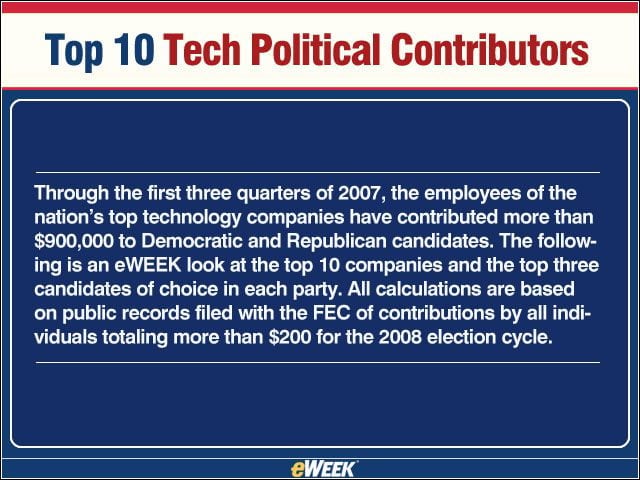 Top 10 Tech Political Contributors