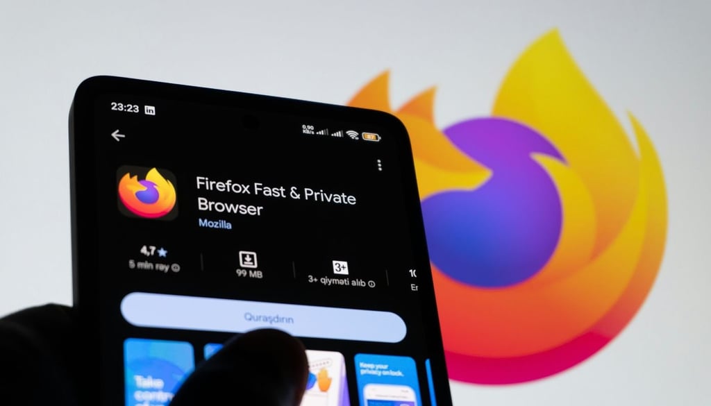Smartphone displaying firefox browser app