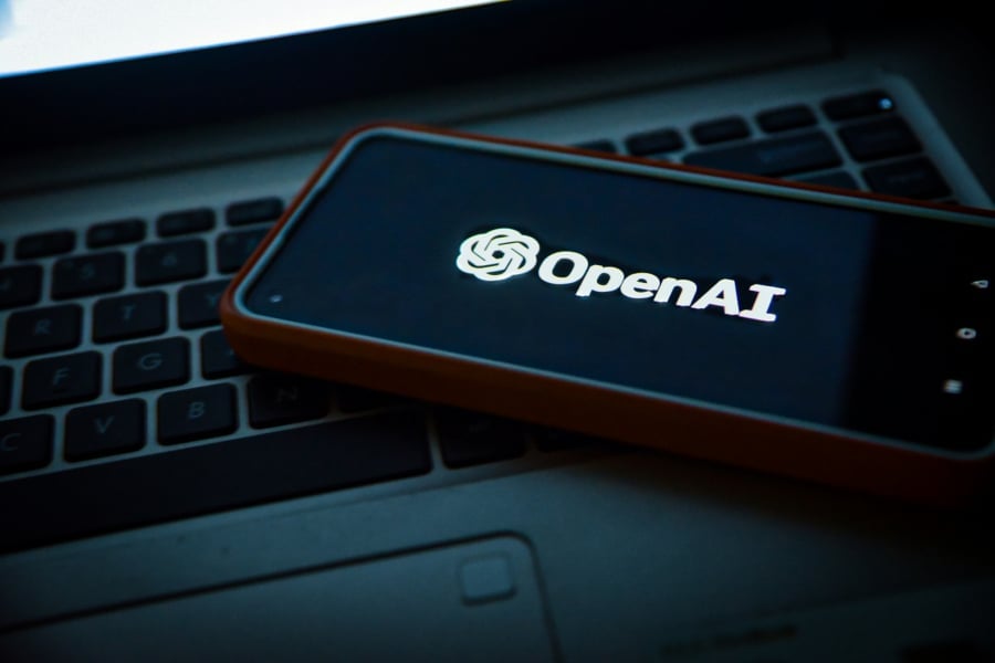 OpenAI logo on smartphone.