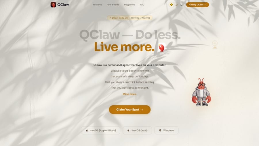 Screenshot from QClaw’s landing page.