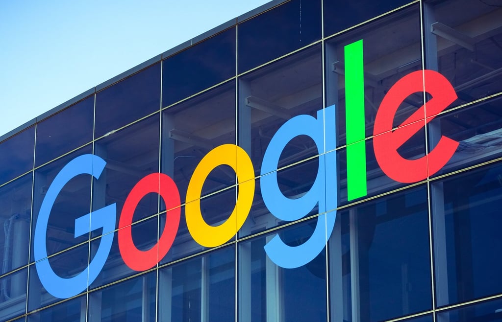Google logo on the side of a building.