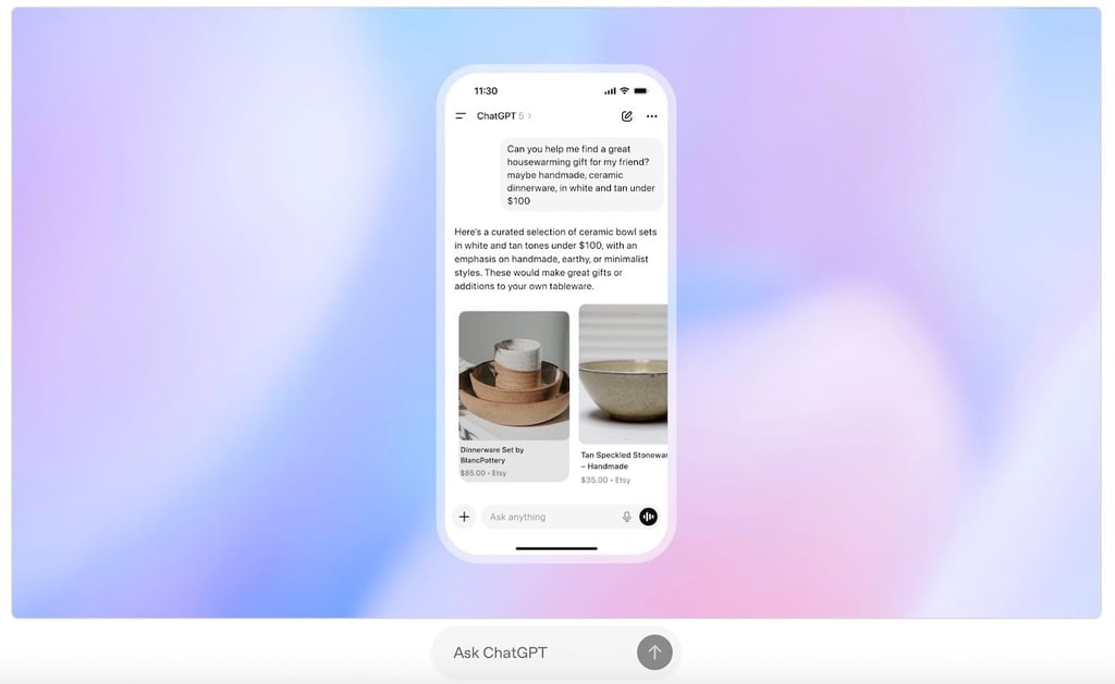 Screenshot of OpenAI's demo of ChatGPT's Instant Checkout feature.