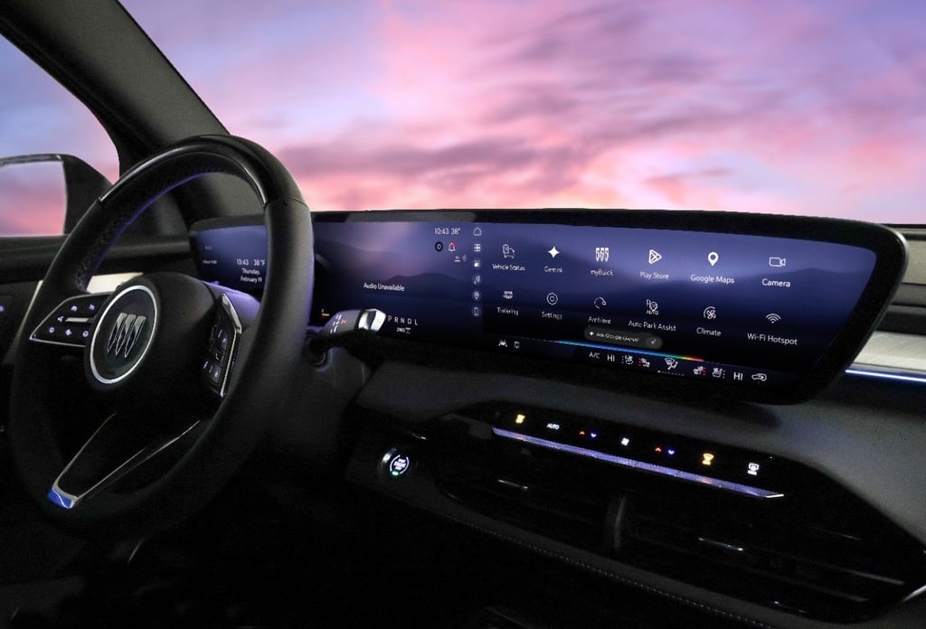 Interior view of a GM vehicle's digital dashboard.
