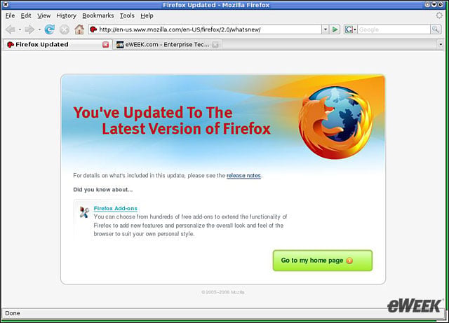 eWEEK Labs Walk-Through: Firefox 2 Final Release