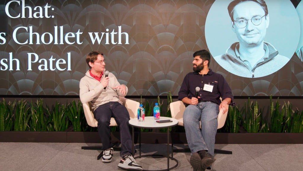 Screenshot of an ARC Prize YouTube video of Francois Chollet being interviewed by Dwarkesh Patel.
