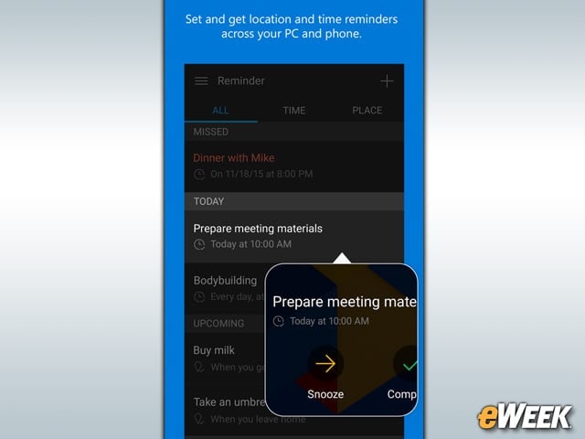 Cortana Provides Location-Based Reminders