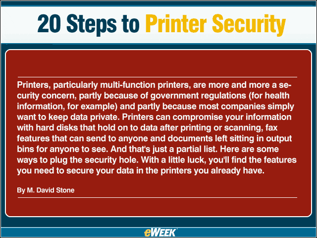 20 Steps to Printer Security