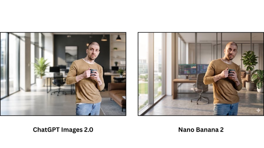 Realistic background replacement comparison.